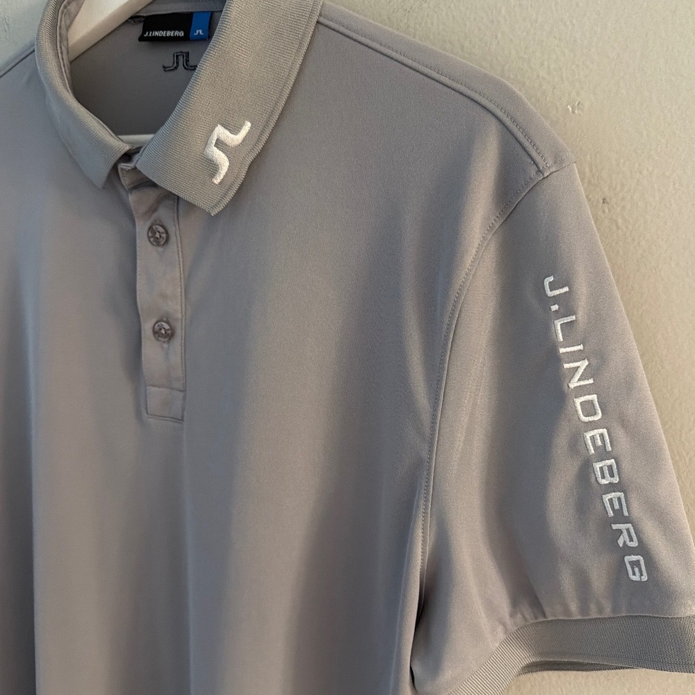J.Lindeberg Mens Tour Tech Regular Fit TX Jersey Golf Polo Shirt Grey Small